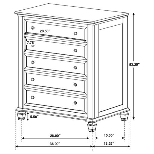 Sandy Beach 5-drawer Bedroom Chest Black - Image 9