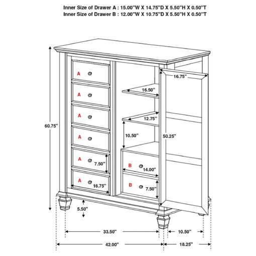 Sandy Beach 8-drawer Door Chest Black - Image 10