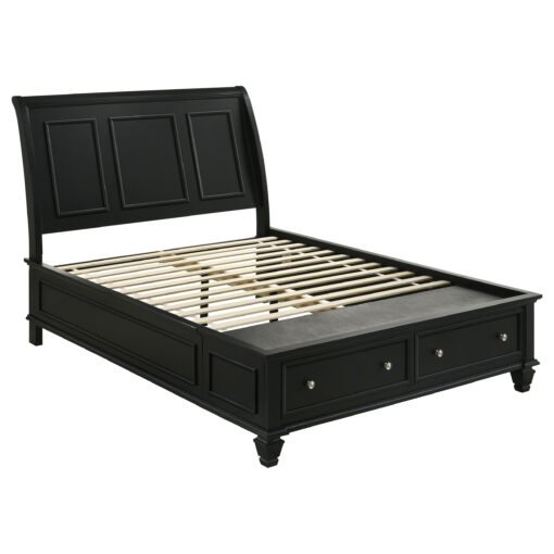 Sandy Beach Wood Queen Storage Panel Bed Black - Image 2