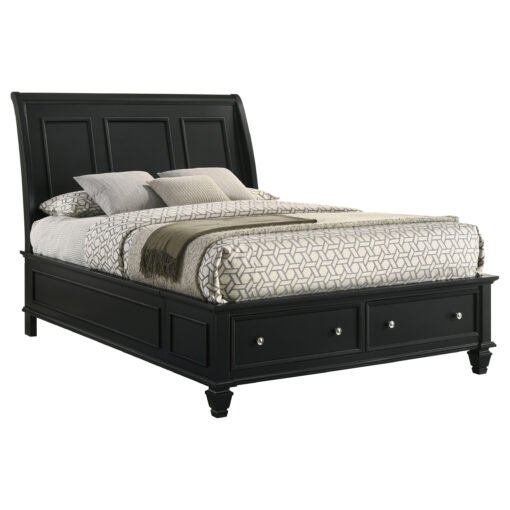 Sandy Beach Wood Queen Storage Panel Bed Black - Image 3