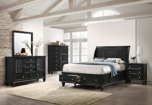 Sandy Beach Wood Queen Storage Panel Bed Black - Image 6