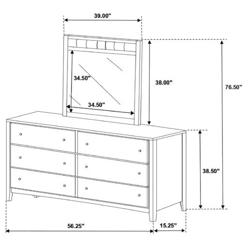 Carlton 6-drawer Dresser with Mirror Cappuccino - Image 11