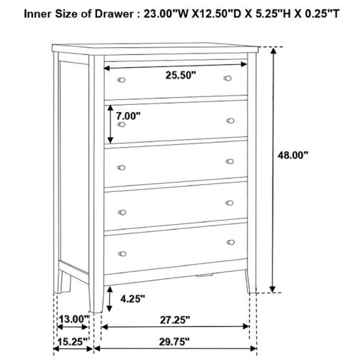 Carlton 5-drawer Bedroom Chest Cappuccino - Image 11