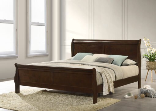 Louis Philippe Wood Eastern King Sleigh Bed Cappuccino Category: Beds