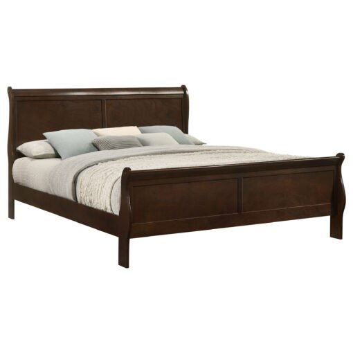 Louis Philippe Wood Eastern King Sleigh Bed Cappuccino Category: Beds - Image 3