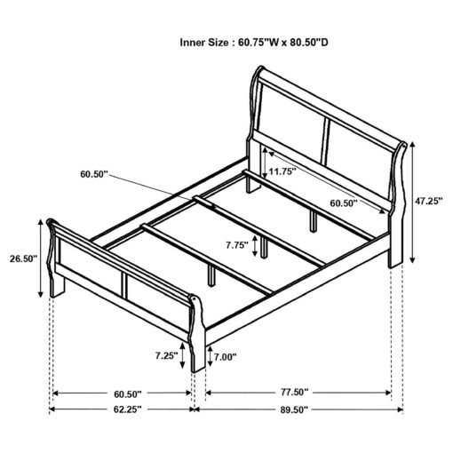 Louis Philippe Wood Queen Sleigh Bed Cappuccino - Image 9