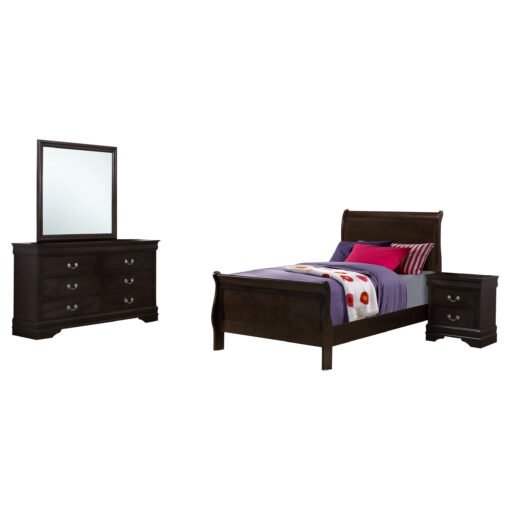 Louis Philippe 4-piece Twin Bedroom Set Cappuccino - Image 2