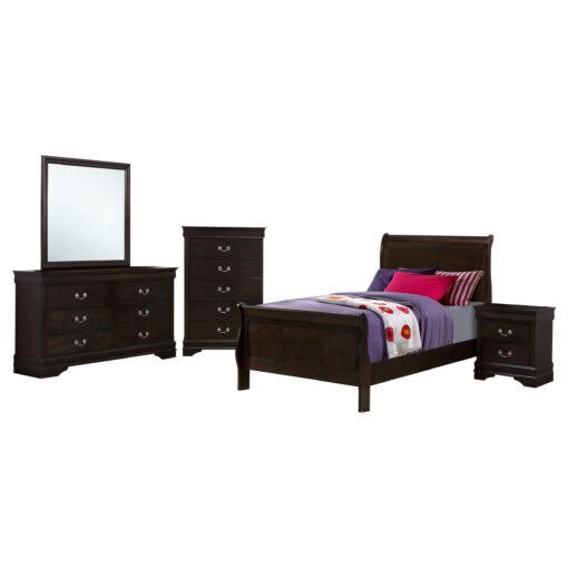 Louis Philippe 5-piece Twin Bedroom Set Cappuccino - Image 2