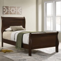 Louis Philippe Wood Twin Sleigh Bed Cappuccino