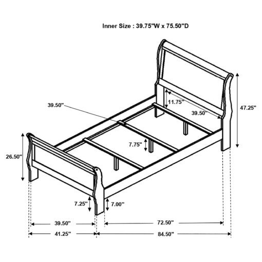 Louis Philippe Wood Twin Sleigh Bed Cappuccino - Image 8