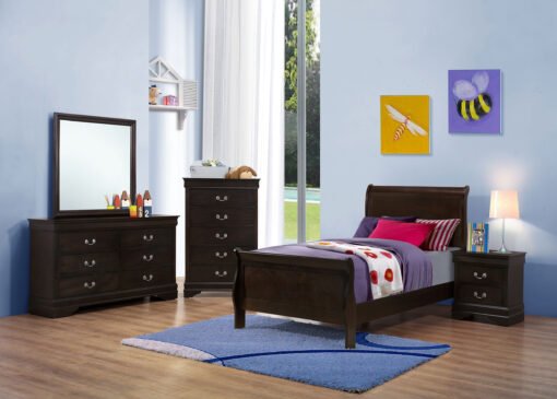 Louis Philippe Wood Twin Sleigh Bed Cappuccino - Image 9