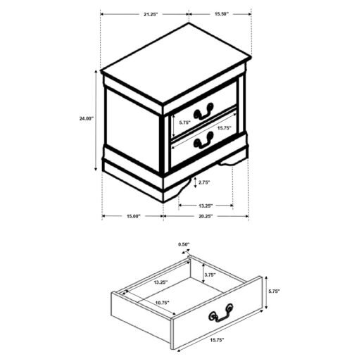 Louis Philippe 2-drawer Nightstand Cappuccino - Image 11