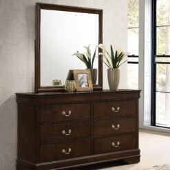 Louis Philippe 6-drawer Dresser with Mirror Cappuccino