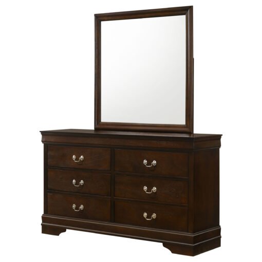 Louis Philippe 6-drawer Dresser with Mirror Cappuccino - Image 4