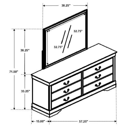 Louis Philippe 6-drawer Dresser with Mirror Cappuccino - Image 11