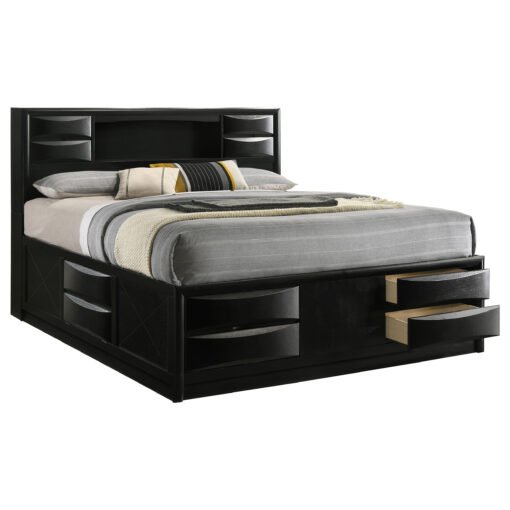 Briana Wood Eastern King Storage Bookcase Bed Black - Image 3