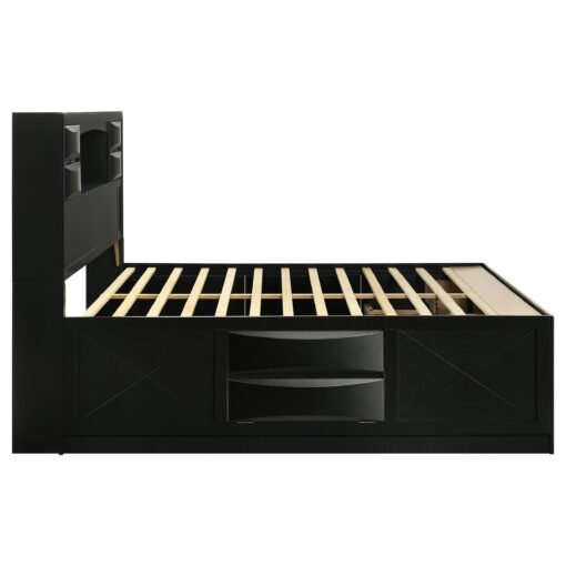 Briana Wood Eastern King Storage Bookcase Bed Black - Image 6