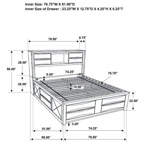 Briana Wood Eastern King Storage Bookcase Bed Black - Image 9