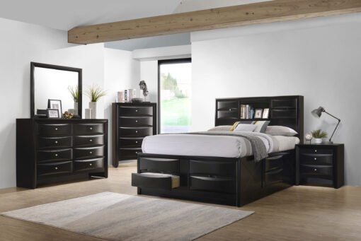 Briana Wood Eastern King Storage Bookcase Bed Black - Image 10