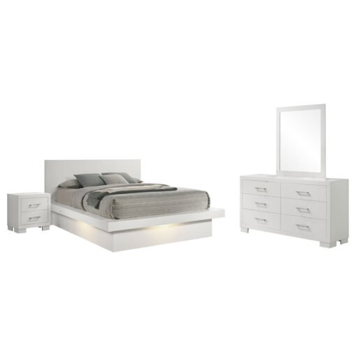 Jessica 4-piece Eastern King LED Bedroom Set Snow White - Image 2
