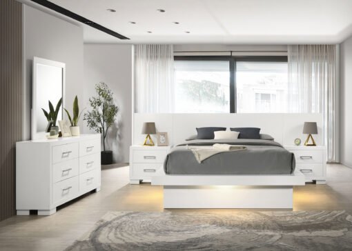 Jessica 6-piece Eastern King LED Bedroom Set Snow White