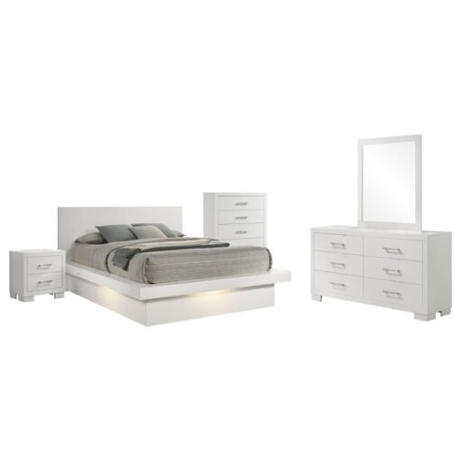 Jessica 5-piece Eastern King LED Bedroom Set Snow White - Image 2