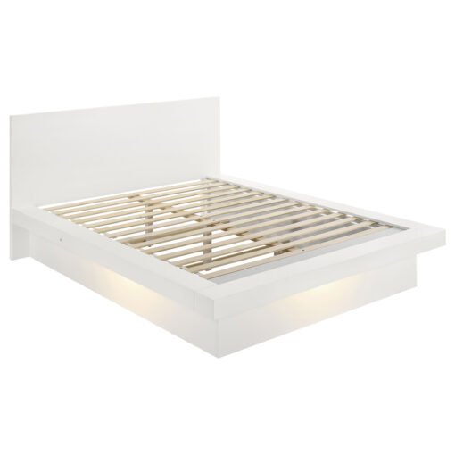 Jessica Wood Queen LED Panel Bed Snow White - Image 2