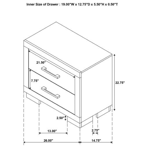 Jessica 2-drawer Nightstand Snow White - Image 13