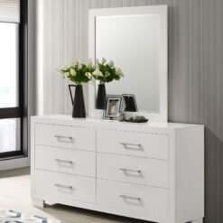 Jessica 6-drawer Dresser with Mirror Cream White