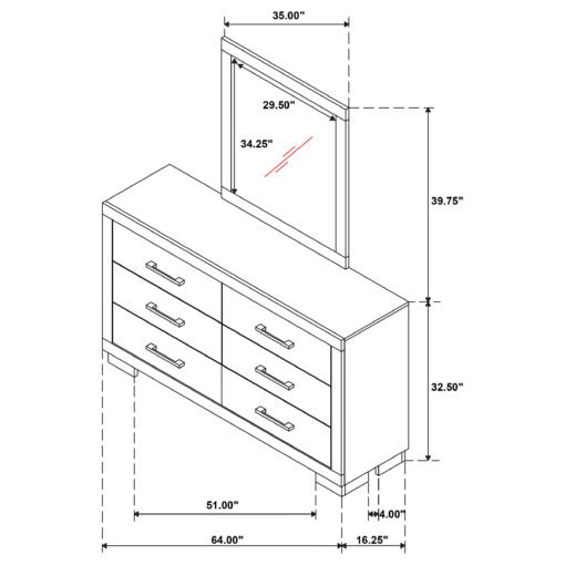 Jessica 6-drawer Dresser with Mirror Cream White - Image 12