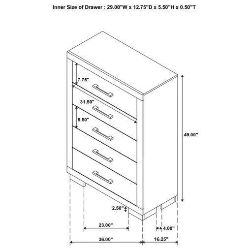 Jessica 5-drawer Bedroom Chest Snow White - Image 13