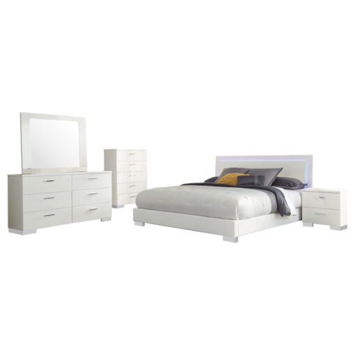 Felicity 5-piece Eastern King Bedroom Set White High Gloss - Image 2