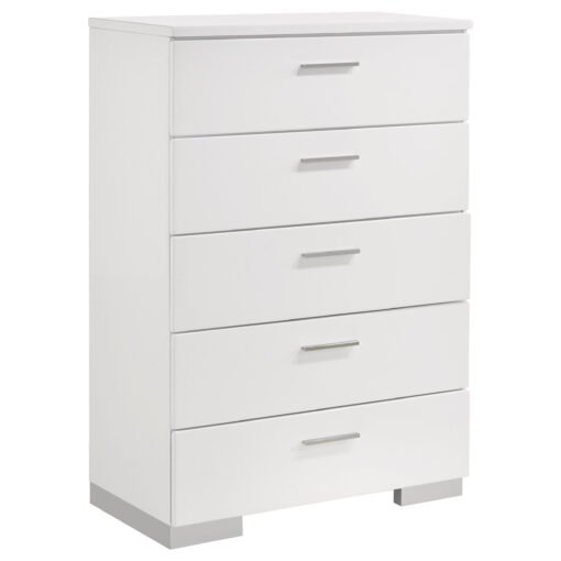 Felicity 5-piece Eastern King Bedroom Set White High Gloss - Image 12