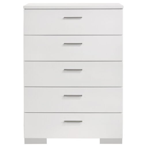 Felicity 5-piece Eastern King Bedroom Set White High Gloss - Image 13