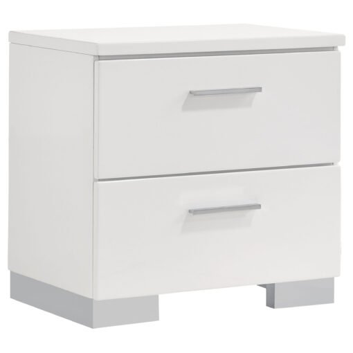 Felicity 2-drawer Nightstand White High Gloss - Image 2
