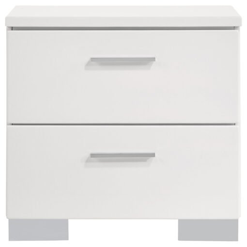 Felicity 2-drawer Nightstand White High Gloss - Image 3