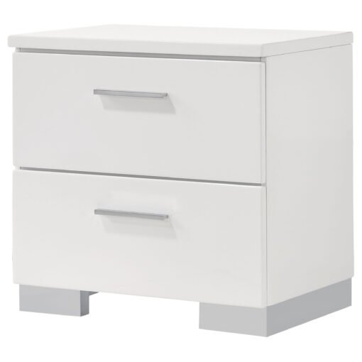 Felicity 2-drawer Nightstand White High Gloss - Image 4