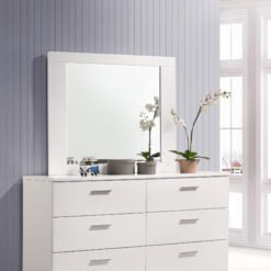 Felicity 6-drawer Wood Dresser with Mirror White High Gloss