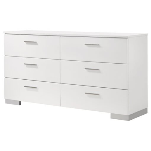 Felicity 6-drawer Dresser White High Gloss - Image 4
