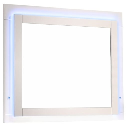 Felicity Wood LED Dresser Mirror White High Gloss - Image 2