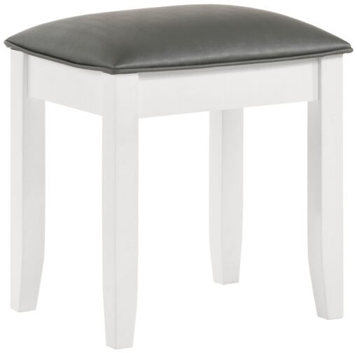 Felicity Upholstered Vanity Stool Metallic and Glossy White - Image 4