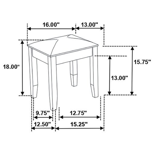 Felicity Upholstered Vanity Stool Metallic and Glossy White - Image 3
