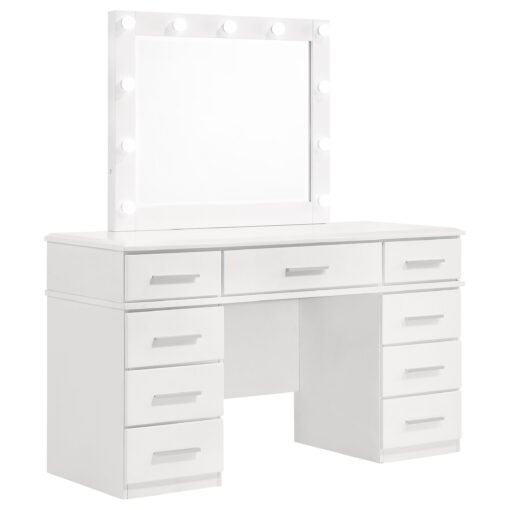 Felicity 9-drawer Vanity Table Lighted Mirror Glossy White - Image 2