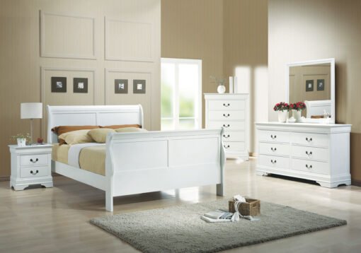 Louis Philippe Wood Queen Sleigh Bed White - Image 6