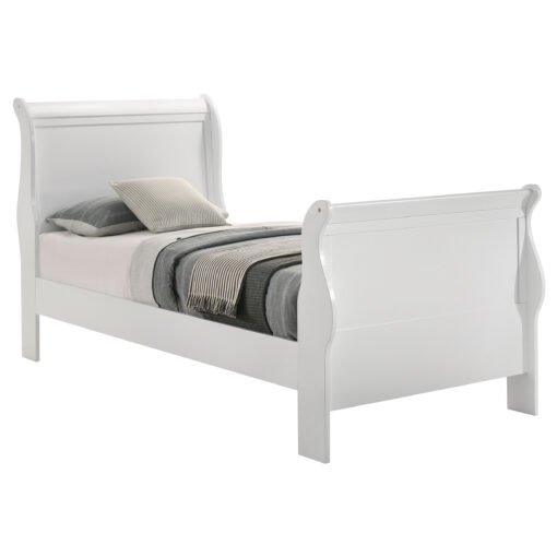 Louis Philippe Wood Twin Sleigh Bed White - Image 3