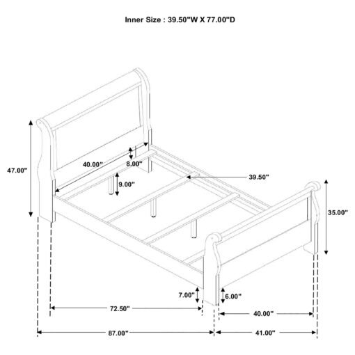 Louis Philippe Wood Twin Sleigh Bed White - Image 5