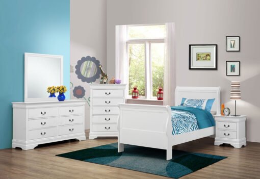 Louis Philippe Wood Twin Sleigh Bed White - Image 6