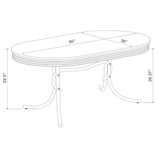 Retro 5-piece Oval Dining Table Set White and Red - Image 9