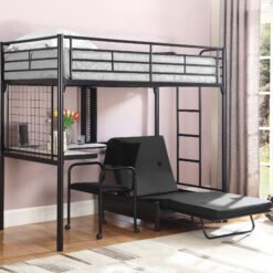 Jenner Metal Twin Futon Workstation Loft Bed Black