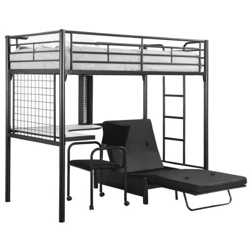 Jenner Metal Twin Futon Workstation Loft Bed Black - Image 2